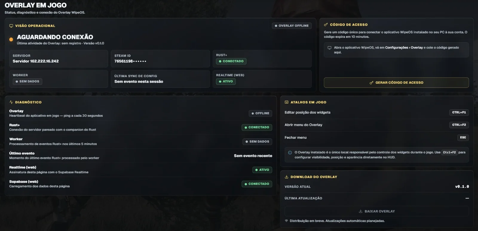 Overlay do WipeOS para acompanhar status e uso durante o wipe